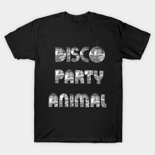 Disco Party Animal 1970s Silver T-Shirt